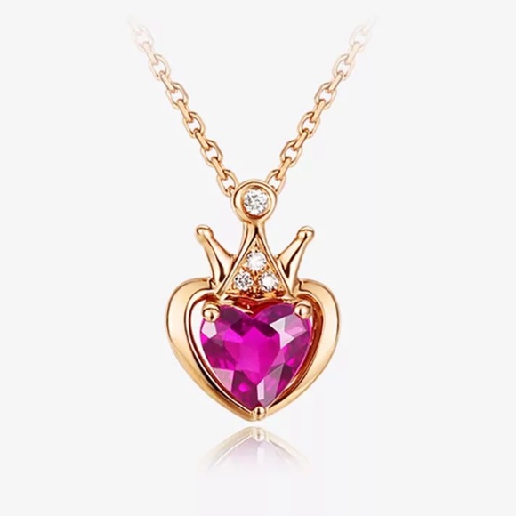💗 Pink Heart CZ Diamond Silver Necklace 💗 - Picture 5 of 5